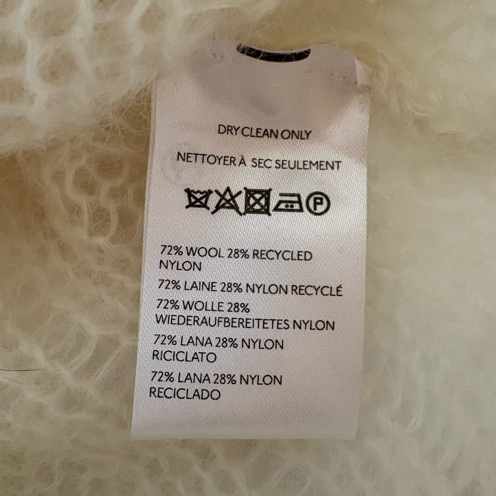 Anthropologie Ivory Open Cable Knit Distressed Mohair Blend Sweater Size M Italy - Picture 9 of 12